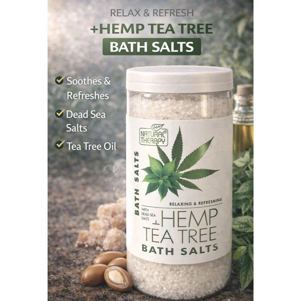 Natural Therapy Pure Hemp + Tea Tree Spa Soak Mineral Bath Salts (37oz) Wellness